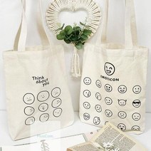 스마일 이모티콘 2종 에코백 꾸미기 만들기 취미 키트 방과후학습 미술준비물 DIY, 띵크어바웃유