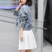 청카바캐주얼자켓 여성자켓코디 귀여운 청카바 코디 나들이 패션 러블리 데일리-72394EA