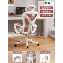 책상의자 게이밍의자 인체공학적 의자 가정용 장시간 앉기 편한 사무용 누워서 기숙사 승강 학습, 나일론발, 고정손잡이, 【베이직】화이트테두리망+나일론발