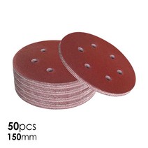 50pcs 6 150mm 사포 알루미늄 산화물 목재 샌딩 종이 연마 디스크 후크 및 루프 그릿 60 80 120 180 240, CHINA_Grit 180