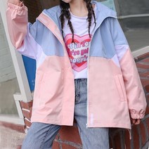 바람막이 윈드브레이커 아노락 우븐 집업 자켓 윈드러너 flectit windbreaker jacket women 파스텔 컬러 블록 후드 여성 얇은 코트