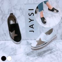 제이시 ㅏ046제이시 여성 고급 큐빅 가죽 슬립온 3cm K046