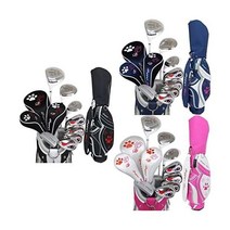 PUPPY S PAW 왼손 여성 골프채 세트 8클럽 + 캐디백, Navy / white