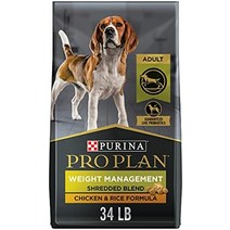 퓨리나 pro plan weight management 강아지 사료 shredded blend chicken amp rice formula, 모든 품종, 34파운드(1팩)