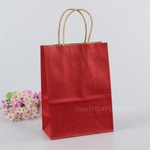 크라프트 쇼핑백 종이 봉투 손잡이 다기능 재활용 가방 달린 쇼핑 크래프트 축제 선물 개 0, 40.wine red  21x27x11cmM50pcs