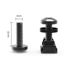 ZoeRax 랙 마운트 케이지 너트 나사 및 와셔 스테인레스 스틸 블랙 서버 랙 나사 사각형 삽입 너트 M6 x 16mm 50 개, Galvanized, 1.Galvanized