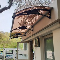 캐노픽스 800 X 4000 옥상 어닝 야외차고 농막 컨테이너 테라스 캐노피 접이식 차양막, 투명렉산 검정브라켓 검정 바