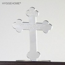 기독교 교회 테이블 용 거울 십자가 12cm 높이 형 신의 축복 세례식 및 세례 집 이동 주님의기도의 10 개, Silver, 12cm high