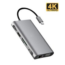 usbc허브 usb멀티허브 c타입usb 썬더볼트허브 4K USB C 허브 어댑터 10 in 1 Thunderbolt 3 1000M RJ45 이, 01 10 in 1