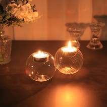 미니 촛대 티라이트 원형 공 유리 캔들 홀더, 베이직(캔들미포함)