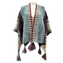 여성 니트 가디건 케이프 망토 브이넥 가을 보헤미안 태슬 판초