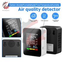 가스계량기 위치 도시 교체 5 인 1 TVOC HCHO 대기질 측정기 공기 모니터 이산화탄소 검출기 창고 품질 온도 습도 측정기, Black, 01 Black