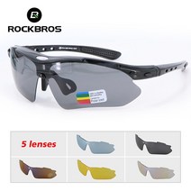 락브로스 변색고글 라이딩 자전거 변색고글 rockbros 5 렌즈 편광 안경 근시 남자, 0089 화이트 1 세트