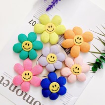 봉제 스마일 플라워 장식 부자재 리폼재료, 피치