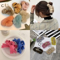 밍크 페이크퍼 헤어 집게핀 겨울 여성 올림머리 호피 감성 토끼털 앙고라 (5종)