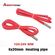 3D프린터부품 3D 프린터 부품 12V/24V 30W/40W 난방 파이프 세라믹 카트리지 히터 튜브 6*20mm 1Meter 액세, 02 1pc 24V 30W