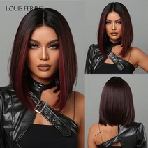 중단발헤어스타일 C컬단발 LOUIS FERRE-블론드 짧은 스트레이트 가발 여성용 어깨 길이 레이어드 합성 헤, 한개옵션1, 26 L2054-1