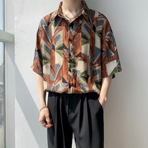 남성 프린트 실크 셔츠 화려한 디자인 남방 18