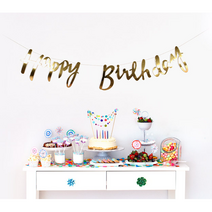캘리그라피 생일 가랜드 남자 여자 아기 아이 생일 파티 강아지 용품 촬영 소품 돌 두돌 세돌 생일상, 3. 로즈골드