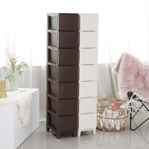 가든 라탄 서랍장 슬림형 7단 플라스틱 수납장, 크림