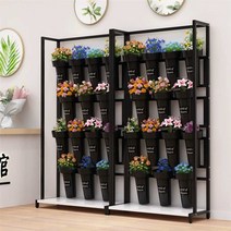 꽃집 진열대 꽃다발 선반대 화분 판매대 꽃가게 생화 전시대, 3단100x37x150cm(11통)골드흰색