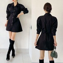 퍼니걸스 9546 퍼프 핀턱 셔츠 미니 원피스 여성의류