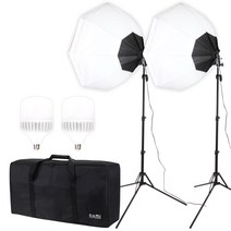 RAMI 라미 사진 영상 촬영용 LED 2등 조명세트 RM-PL60DW, 1set, 팔각 확산형 50W 2등 세트(PL60DW)