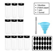 5/10/15/20pcs 레이블 향신료 항아리 향신료 고추 소금 Cocina 부엌 양념 항아리에 대 한 플라스틱 투명 한 양념 병 컨테이너, B, 하나