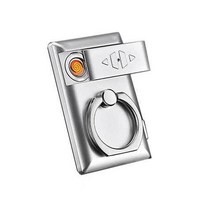 USB 라이터 충전식 전화 스탠드 지문 남성 성격 플라즈마 불꽃없는 전기 라이터 가제트 아버지 남자 선물, 은
