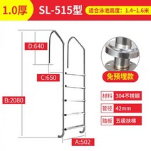 인어공주 SL형 수영장 에스컬레이터 스텐레스 팔걸이 페달 두꺼운형 오름다리 하수사다리, 프리매장 SL-5단계 두께형 5단계