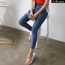 H스타일 (PN)423허니블루데님밴딩스키니