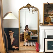 공주전신거울 드레스룸 골드프레임 엔틱 프렌치 감성 인테리어, 골드 프레임, 60x150cm, 거울 안심포장