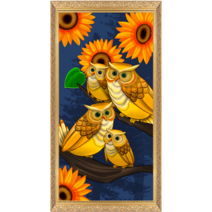 루시앤에밀리 보석십자수 금전수 최신26면+AB비즈 DIY 대형 보석십자수 40x80 황금부엉이가족, 1세트, 40 x 80cm 황금부엉이가족