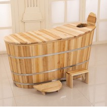 단단하고 두꺼운 나무 목욕 훈증 욕조, 통나무 색깔 길이 150cm x 폭 60 (뚜껑을 가진