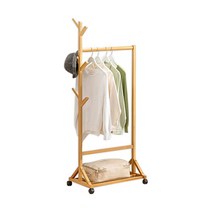 생활살림 원목 인테리어 이동식 바퀴달린 옷걸이 나무 행거, rkqorahr 60cm(소)