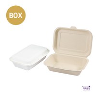 일체형 뚜껑 펄프용기 B-004 박스 500개입 배달 포장 종이 도시락, 화이트