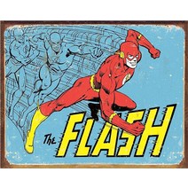 Desperate Enterprises 원더 커버 No.1 주석 사인 향수를 불러일으키는 빈티지 금속 벽 장식 미국산, The Flash Retro