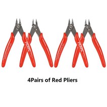 킹룬 KINGROON-4pcs 와이어 커터 PCAFC 170 대각선 펜치 클램프 핸드 미니 자르기 플러시 스테인레스 스틸 니퍼 트리머 도구 블루 레드, [01] 4pcs Red