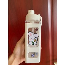 여자를위한 카와이 곰 물병 귀여운 플라스틱 여름 학교 음료 병 빨대 주스 거품 차 컵 bpa 무료 700900ml, 900ml, 흰색 f