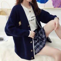 캐주얼 니트가디건 여자긴팔 아우터 3종 스커트 코디하기좋은 네이비 그레이 아이보리ㅣ