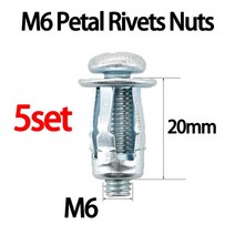 볼트 너트 자동차 나 확장 클램프 꽃잎 리벳 잠금 잭 벽 철 고정 번호판 M4 M5 M6 M8, 3.M6x20 5set