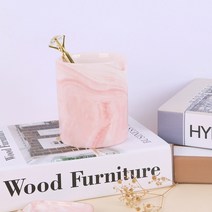 마블 대리석 연필 볼펜 꽂이 [다용도 홀더 정리함 책상 데스크 예쁜 펜꽂이 수납 소품], 매트핑크