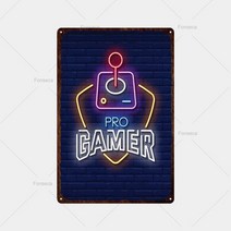 네온사인 무드등 간판 네온조명 led 카페 펍 술집 네온 게임 로그인 금속 로그인 주석, 20x30cm, 스물