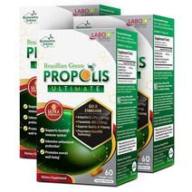 LABO 뉴트리션 브라질 그린 프로폴리스 얼티밋 - 7% 또는 28mg/1회 제공량당 아르테필린 C 및 5% 플라보노이드 함유 뇌 지원 천연 고농축 프리미엄 식물성 캡슐 60개 3