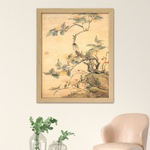 나봄갤러리 현재 심사정 - 화훼초충도 곤충그림 한국화 동양화 꽃그림, 3.내츄럴 액자