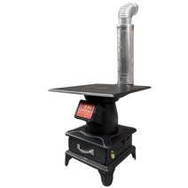 연기안나는 화목난로 주물 휴대용 소형 벽난로 숯불, 중간 두꺼운 스타일 + 5m 굴뚝 팔꿈치