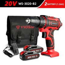 전동드릴 vvosai 20v new 무선 드릴 드라이버 미니 무선 전원 드라이버 dc 리튬 이온 배터리 38 inch 2 speed 캠핑 텐트 가성비 휴대용 함마드릴 해머드릴, 20v ws-3020-b2, 유럽 ​​연합