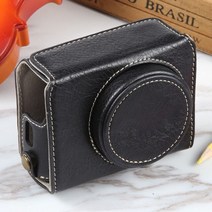 하웰 풀 바디 카메라 가방 캐논 파워샷 G7 X PU 가죽 케이스 스트랩 포함, 02 Black