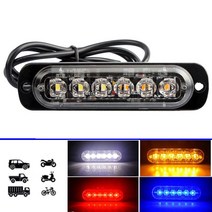 중장비 안전등 경고등 사고방지 자동차 트럭 라이트 18 모드 6LED 직사각형 1000LM 방수 IP67 비상, 08 White Blue
