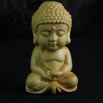 부처님 동상 나무 석가모니 회양목 공예 자동차 홈 인형 장식 작은 명상 스님 DIY 펜던트 만들기, 40mm x 20mm, 1